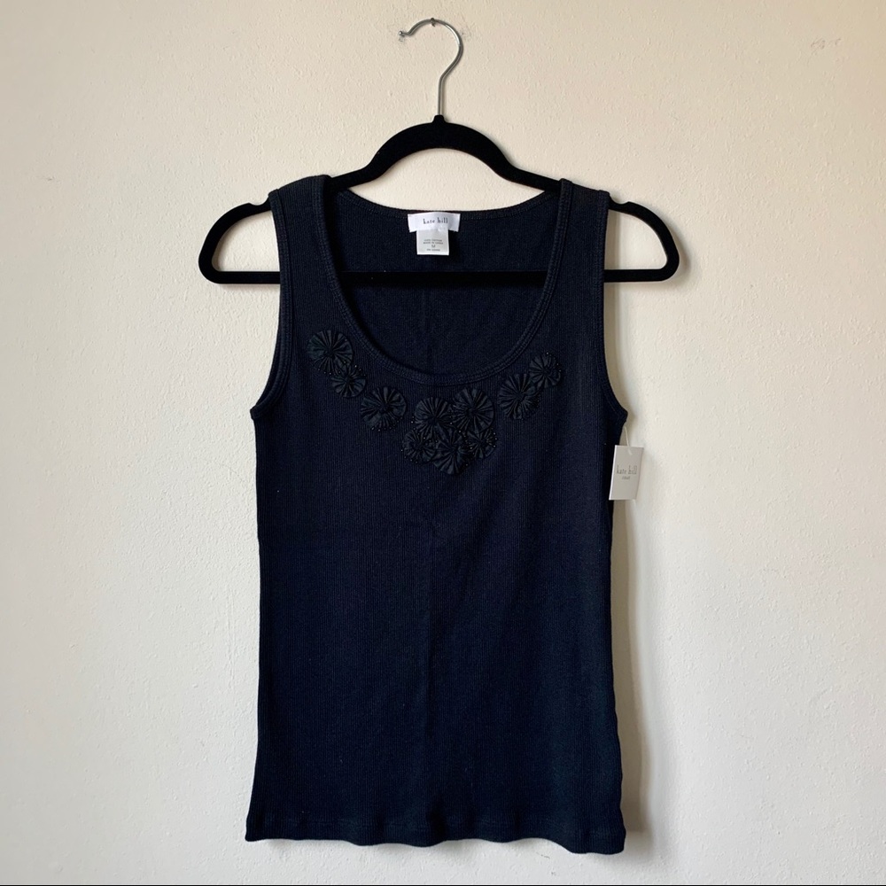 NWT Kate Hill Floral-Embellished Tank